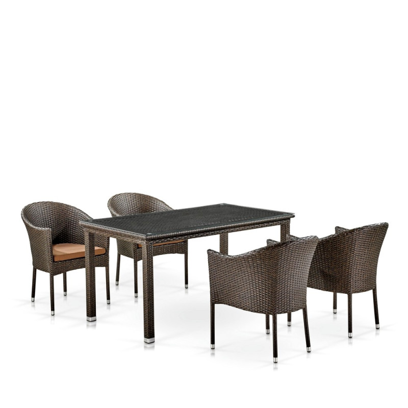 Комплект плетеной мебели T256A/Y350A-W53 Brown 4Pcs Комплект плетеной мебели T256A/Y350A-W53 Brown 4Pcs
