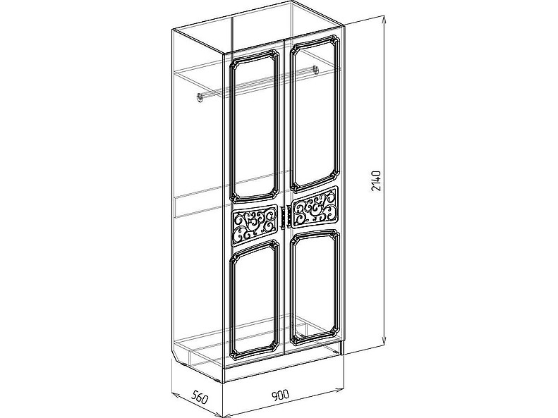 Шкаф 2х 0,9 Тиффани 90 см Шкаф 2х 0,9 Тиффани 90 см