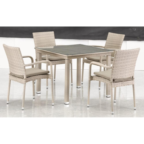 Комплект плетеной мебели T257C/Y376C-W85 Latte (4+1) + подушки на стульях Комплект плетеной мебели T257C/Y376C-W85 Latte (4+1) + подушки на стульях