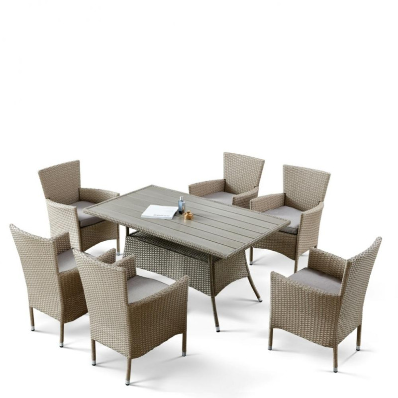 Комплект плетеной мебели AFM-195-6Pcs Beige (6+1) Комплект плетеной мебели AFM-195-6Pcs Beige (6+1)
