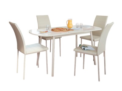 Обеденная группа для столовой и гостиной Мебвилл Раунд + 4 стула Винс