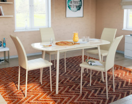 Обеденная группа для столовой и гостиной Мебвилл Раунд + 4 стула Винс