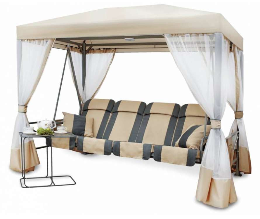 Беседка Премиум со столиком (бежевая) (Код: 2017-БС-61)