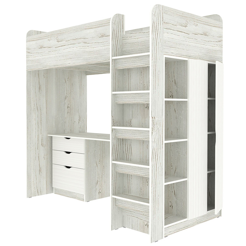 Кровать-чердак Polini Simple с письменным столом и шкафом Кровать-чердак Polini Simple с письменным столом и шкафом