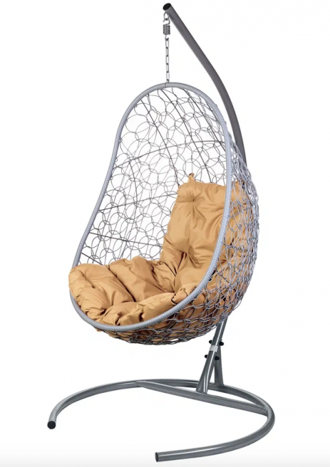 Кресло подвесное "Easy Gray бежевая подушка