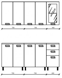 Глянцевый кухонный гарнитур BTS Персик 180 см