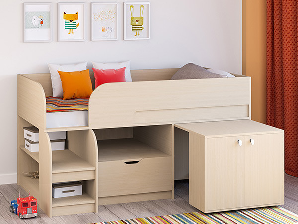 Кровать чердак Астра 9 V9 Белый/Белый