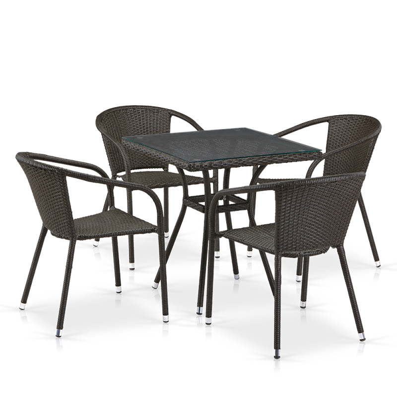 Комплект плетеной мебели T282BNT/Y137C-W53 Brown 4Pcs Комплект плетеной мебели T282BNT/Y137C-W53 Brown 4Pcs