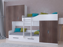 Кровать двухъярусная ЛЕО Белый/Сонома