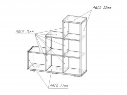 Стеллаж в детскую Мебвилл Стильный -1 1090 х 1080 / СС-  