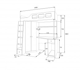 Кровать чердак Астра 7 Белый/Сонома
