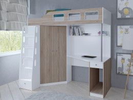 Кровать чердак Астра 7 Белый/Сонома