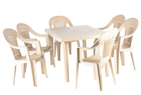 Набор пластиковой мебели стол прямоугольный Солнце +Венеция, 6шт.