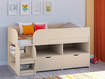 Кровать чердак Астра 9 V6 Белый/Белый