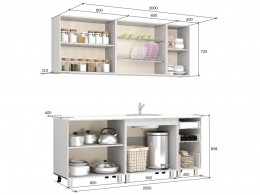 Прямой кухонный гарнитур BTS Лоза Люкс 200 см
