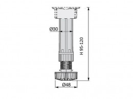 Ножка регулируемая пластик Н-100мм.