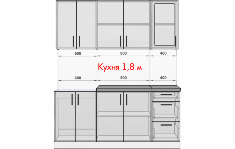 Кухня МДФ 2000 Техно-1, серо-голубой Кухня МДФ 2000 Техно-1, серо-голубой