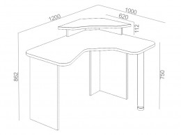 Компьютерный стол СКЛ-ИгрУгл120 БЕ+НКИЛ-