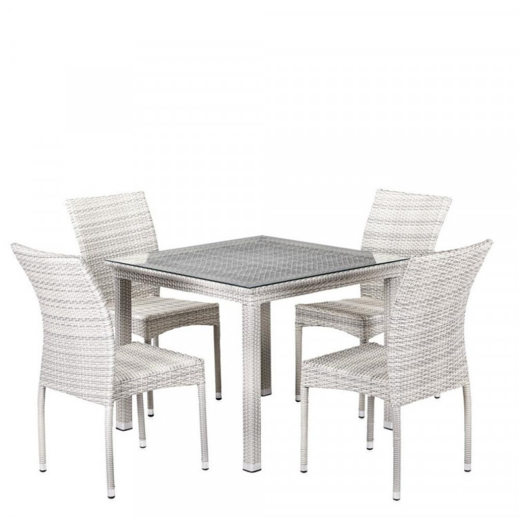Комплект плетеной мебели T257C/Y380-W85-90x90 4Pcs Latte