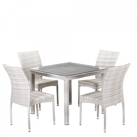 Комплект плетеной мебели T257C/Y380-W85-90x90 4Pcs Latte