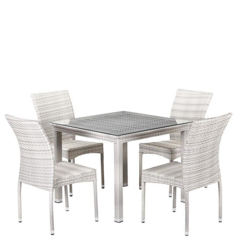 Комплект плетеной мебели T257C/Y380-W85-90x90 4Pcs Latte Комплект плетеной мебели T257C/Y380-W85-90x90 4Pcs Latte