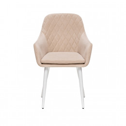 Стул с подлокотниками Leset Слим, каркас Белый, велюр Бежевый