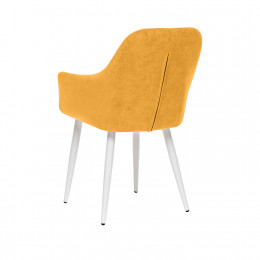 Стул с подлокотниками Leset Слим, каркас Белый, велюр Горчица