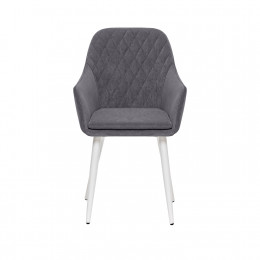 Стул с подлокотниками Leset Слим, каркас Белый, велюр Графит