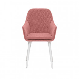 Стул с подлокотниками Leset Слим, каркас Белый, велюр Персиковый