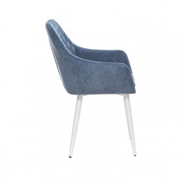 Стул с подлокотниками Leset Слим, каркас Белый, велюр Синий