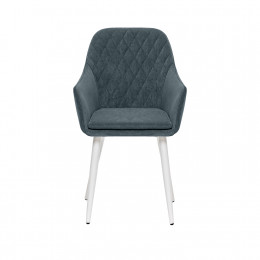 Стул с подлокотниками Leset Слим, каркас Белый, велюр Темно-зеленый