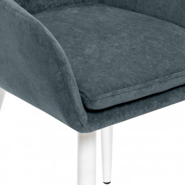 Стул с подлокотниками Leset Слим, каркас Белый, велюр Темно-зеленый