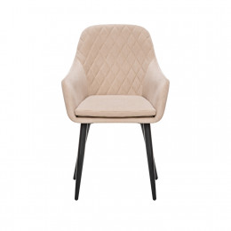 Стул с подлокотниками Leset Слим, каркас Черный, велюр Бежевый
