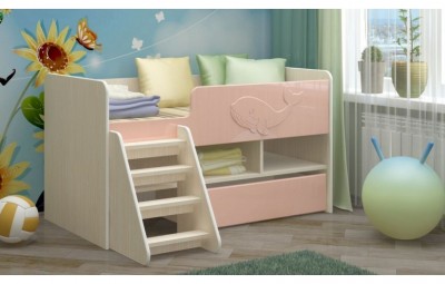 Детская кровать Юниор-3 МДФ, розовый, 70х140