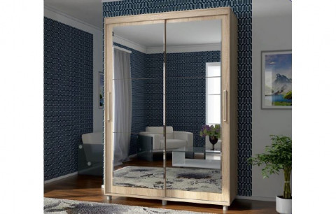 Шкаф-купе Комфорт 12 Прайм с прямыми зеркалами (Дуб Сонома, 2000 мм)