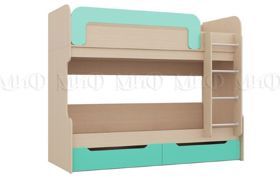 Двухъярусная кровать Юниор-1 80, бирюза, склад