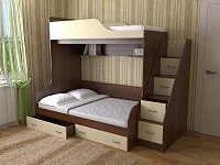 Двухъярусная кровать Дуэт-15 с лестницей комодом Двухъярусная кровать Дуэт-15 с лестницей комодом