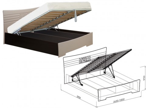 Кровать №1 (подъемная с основанием, без матр.) Роберта 180 см