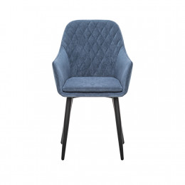 Стул с подлокотниками Leset Слим, каркас Черный, велюр Синий