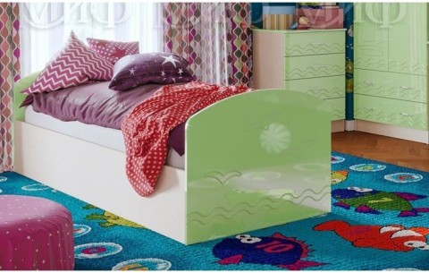 Детская кровать Юниор-2 80, салатовый металлик, склад